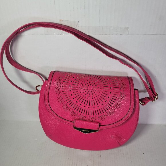 Liz Claiborne Pink Faux Leather Laser-Cut Design Crossbody Bag - Picture 1 of 10